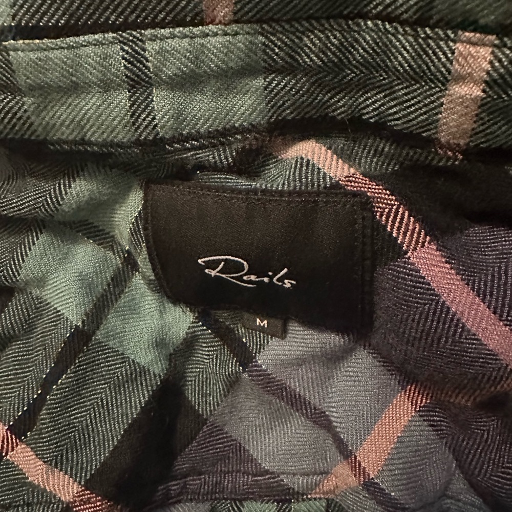 Rails Hunter Teal Plaid Button Down Top Size M - Picture 4 of 5